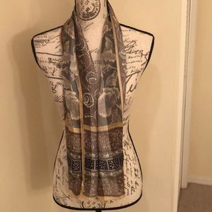 Scarf multicolor olive green taupe black